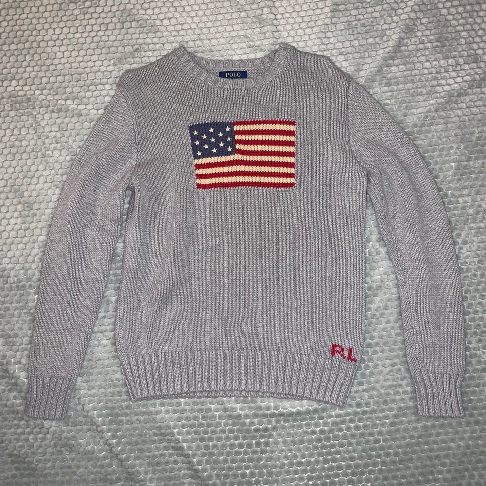 Polo Ralph Lauren American Flag Sweater Boys sz XL